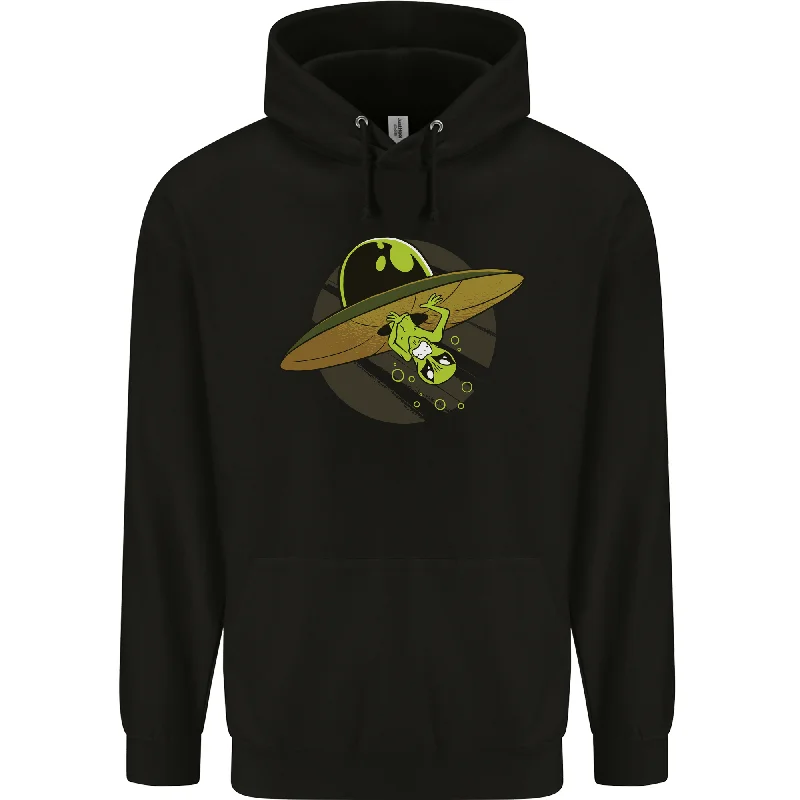 stylish hoodieA Funny Alien Stuck in a UFO Flying Saucer Mens 80% Cotton Hoodie