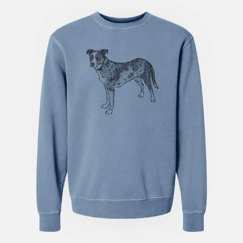 streetwear gym sweatshirtDoodled Carolina the Catahoula Cattle Dog Mix - Unisex Pigment Dyed Crew Sweatshirt