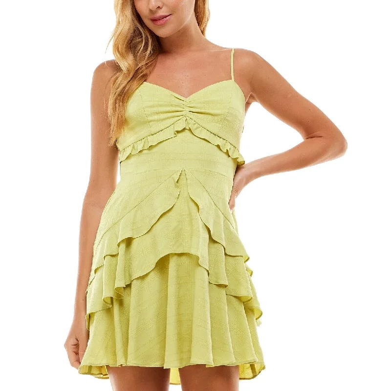 statement dressCity Studios Junior's Ruffled Dress Green Size 3