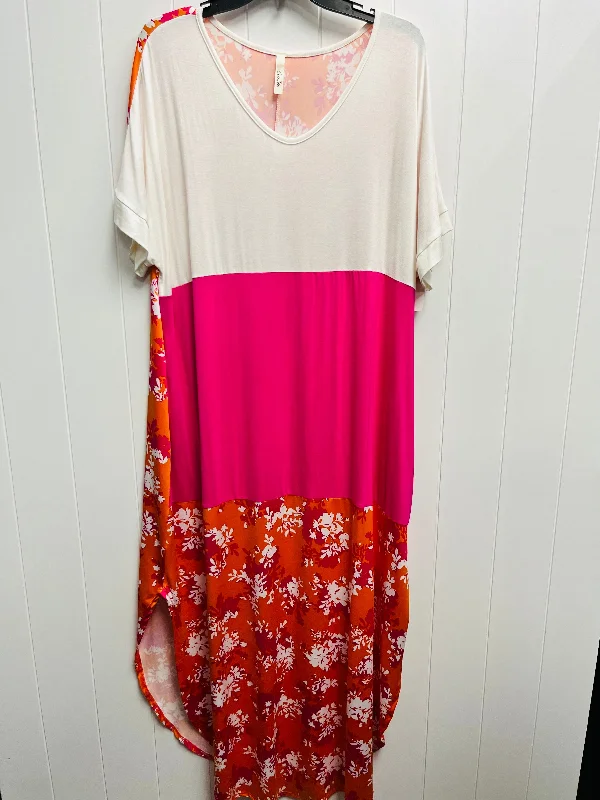 trendy wrap dressDress Casual Maxi By Celeste In Orange & Pink, Size: 2x