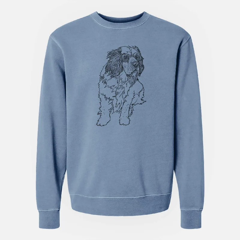 gym ready hoodieDoodled Nika the Clumber Spaniel - Unisex Pigment Dyed Crew Sweatshirt