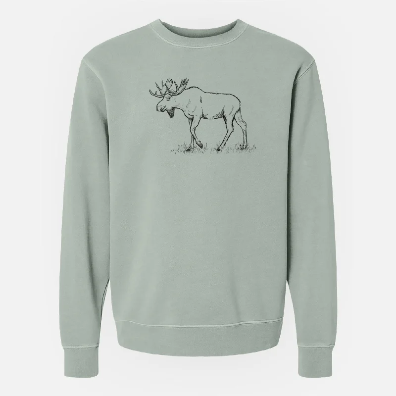 fitness hoodie for trainingBull Moose - Alces alces - Unisex Pigment Dyed Crew Sweatshirt