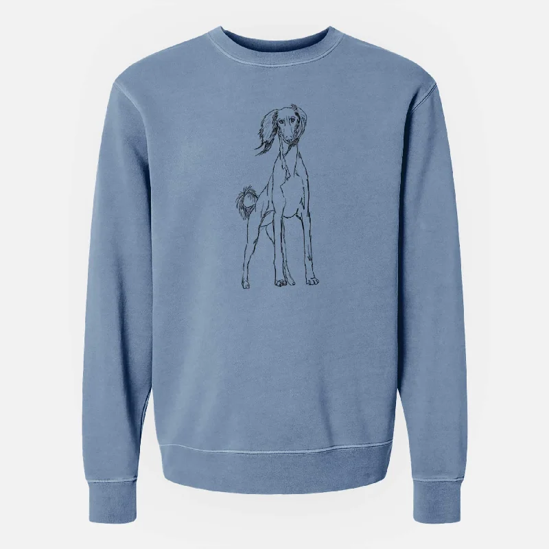 bold workout sweatshirtDoodled Ramses the Saluki - Unisex Pigment Dyed Crew Sweatshirt