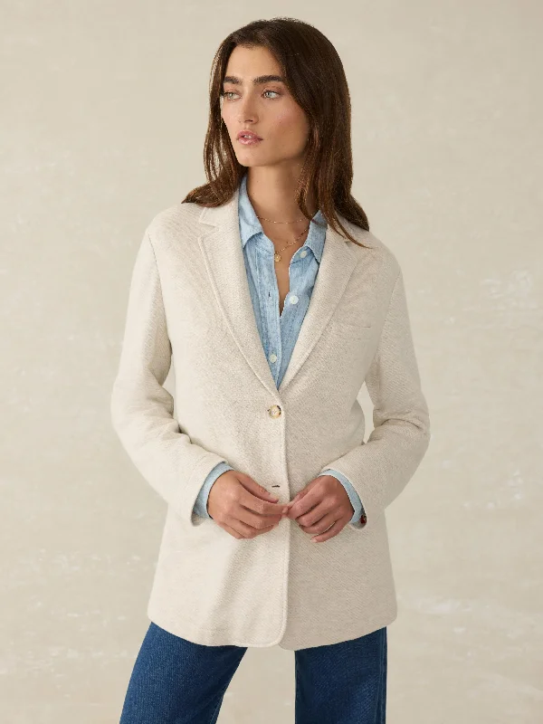 urban casual coatInlet Knit Blazer - Light Oatmeal Melange