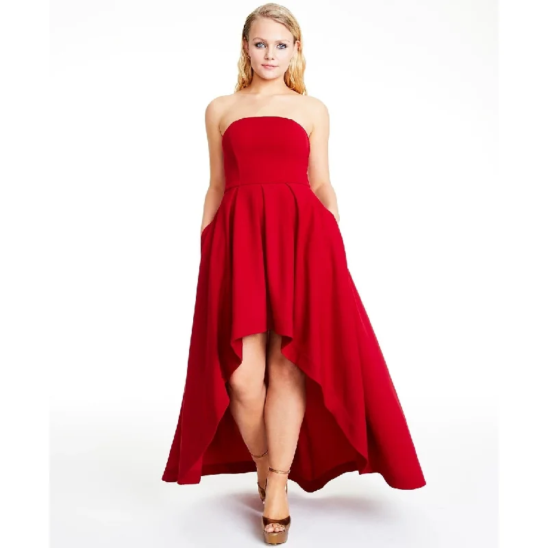 trendy dressSpeechless Juniors' Strapless High-Low Dress Red Size 7