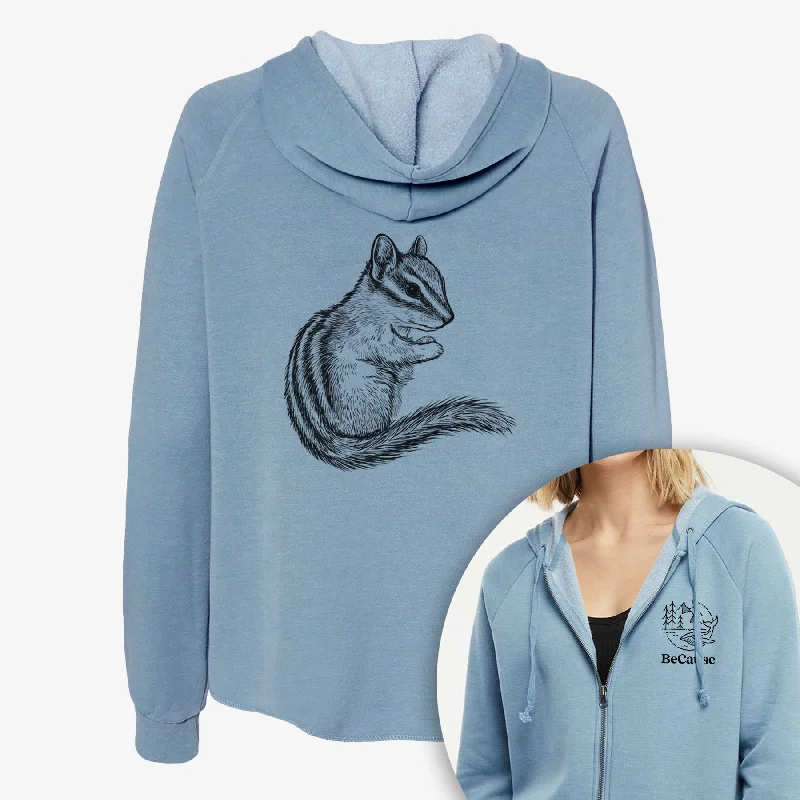 fitted workout hoodieChipmunk - Neotamias minimus - Women's Cali Wave Zip-Up Sweatshirt