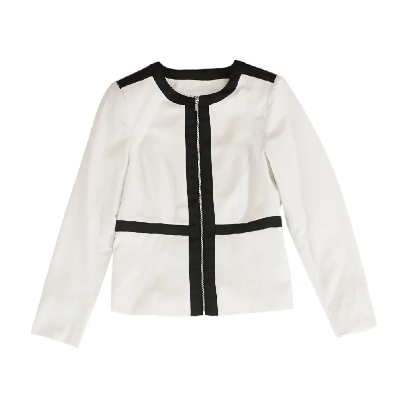 chic padded coatWhite Color Block Blazer