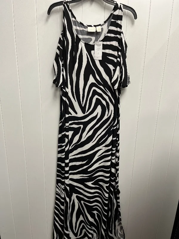 draped dressDress Casual Maxi By Chicos In Black & White, Size: Xl