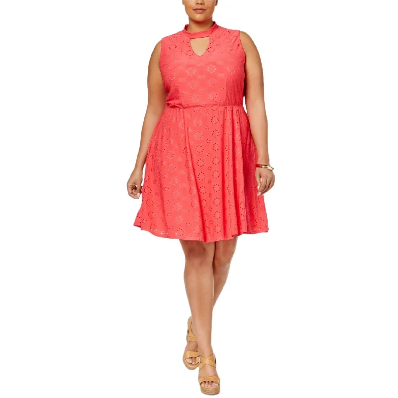 sleek midi dressNY Collection Womens Eyelet A-line Dress, Pink, 2X