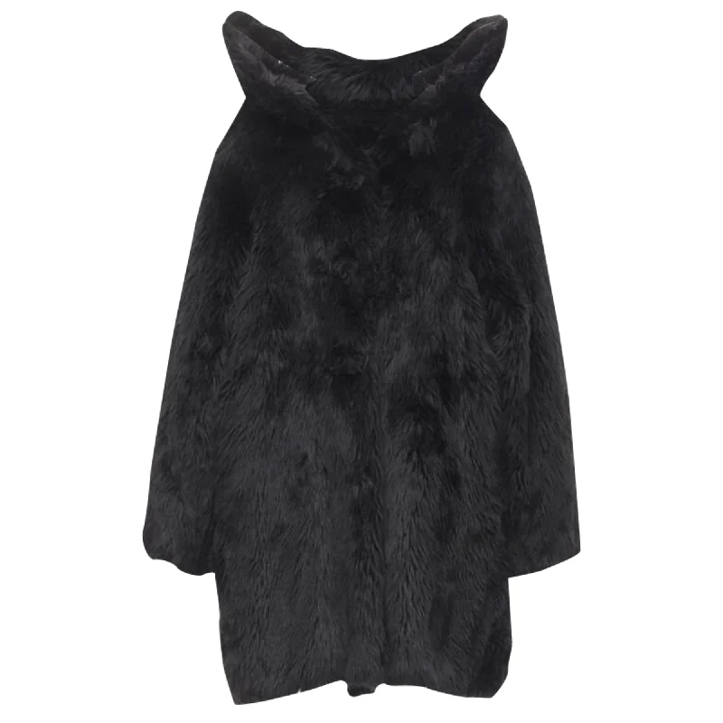 Balenciaga faux fur swing off shoulder coat