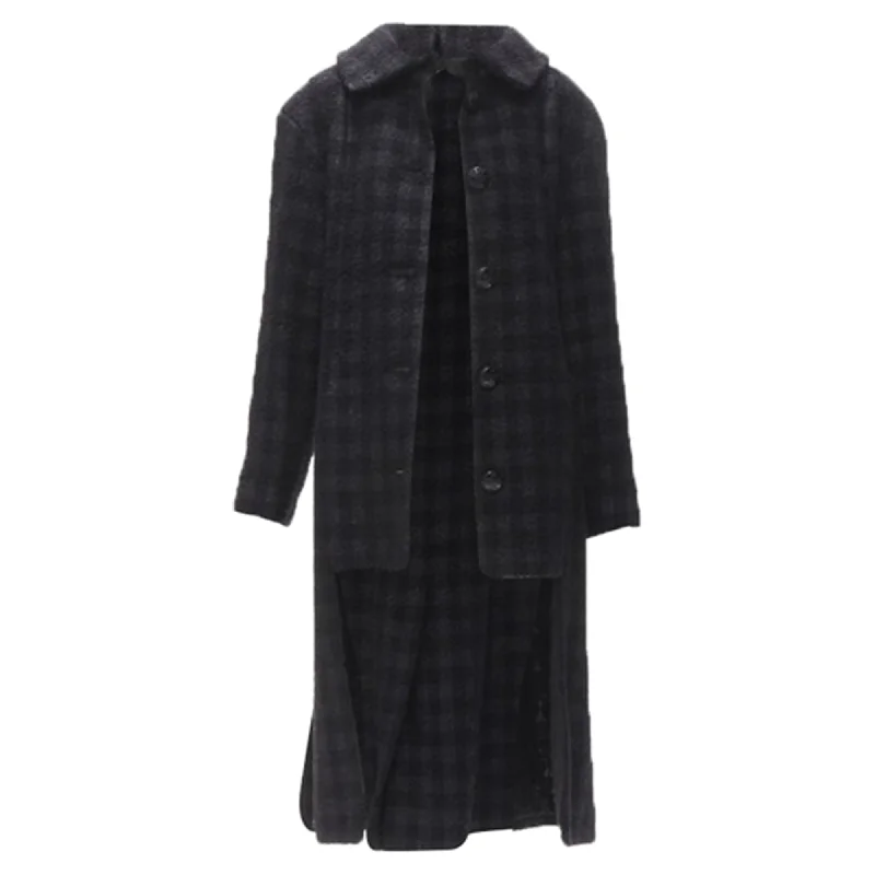 Chanel lurex check tweed Globe CC button high low coat