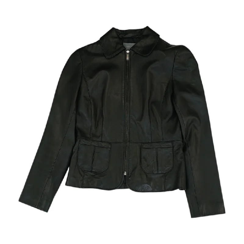 stylish peacoatBlack Solid Leather Jacket