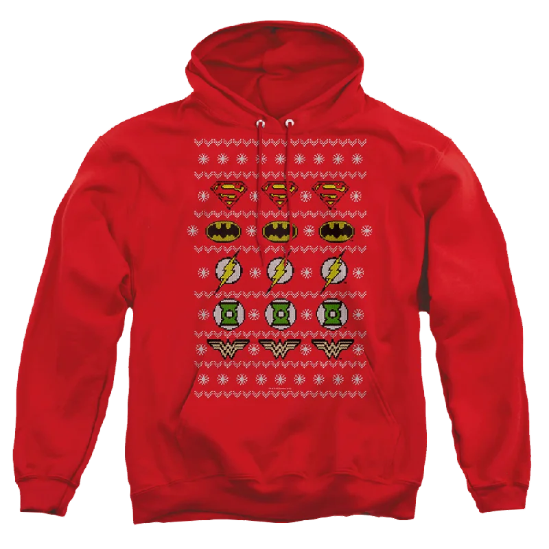 sporty hoodieJustice League Justice Shields Christmas Sweater - Pullover Hoodie