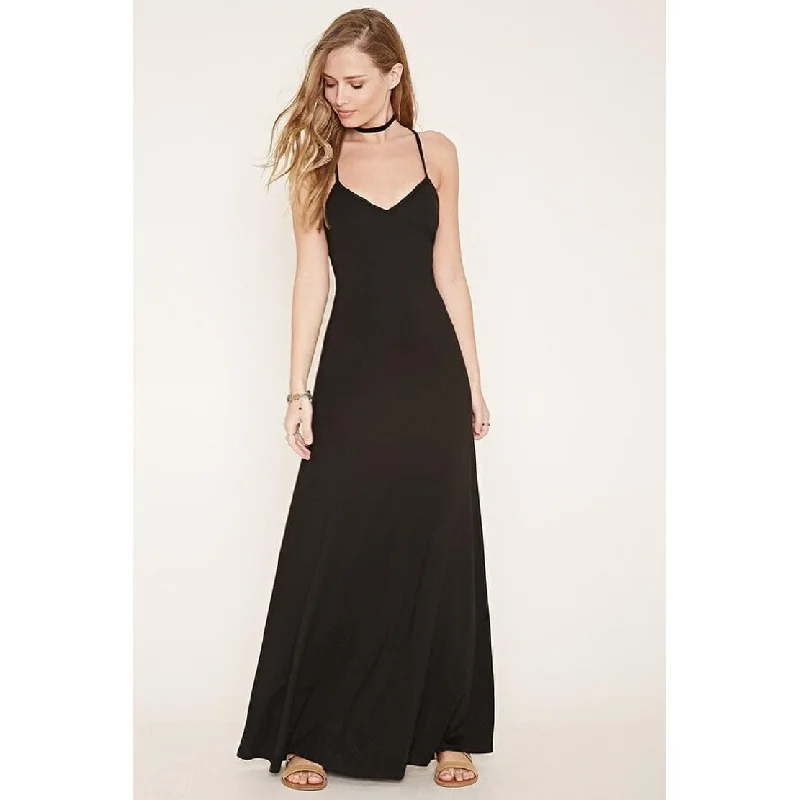 party dressMorgan & Co Junior's Halter Slit Dress Deep Maxi Jersey Black Size 1-2