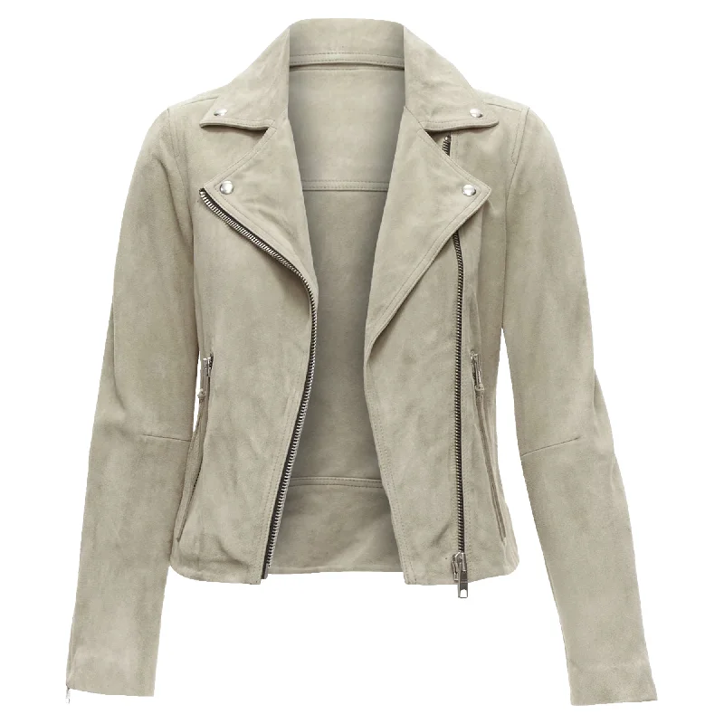 All Saints Dalby goat suede hardware classic biker jacket