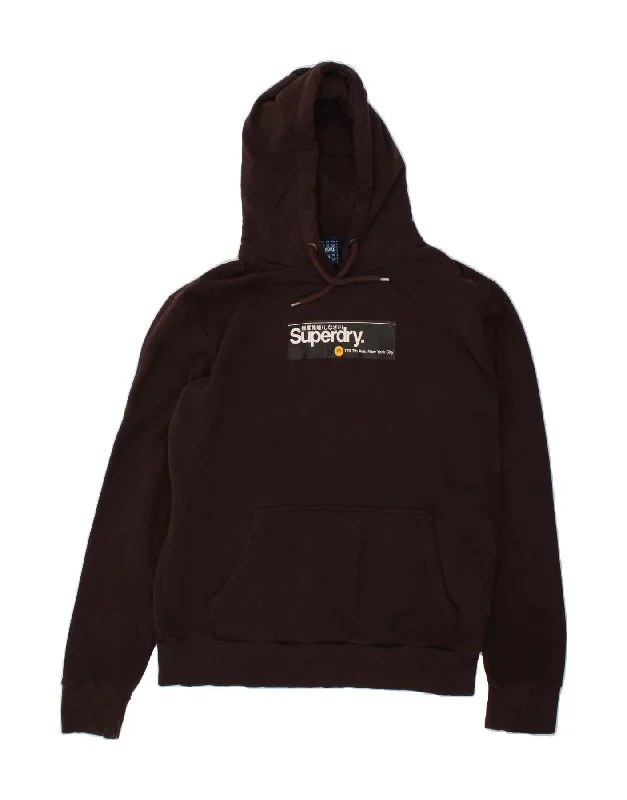 SUPERDRY Mens Graphic Hoodie Jumper 2XL Brown Cotton