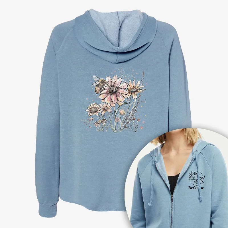 sleek workout sweatshirtBee with Wildflowers - Women's Cali Wave Zip-Up Sweatshirt