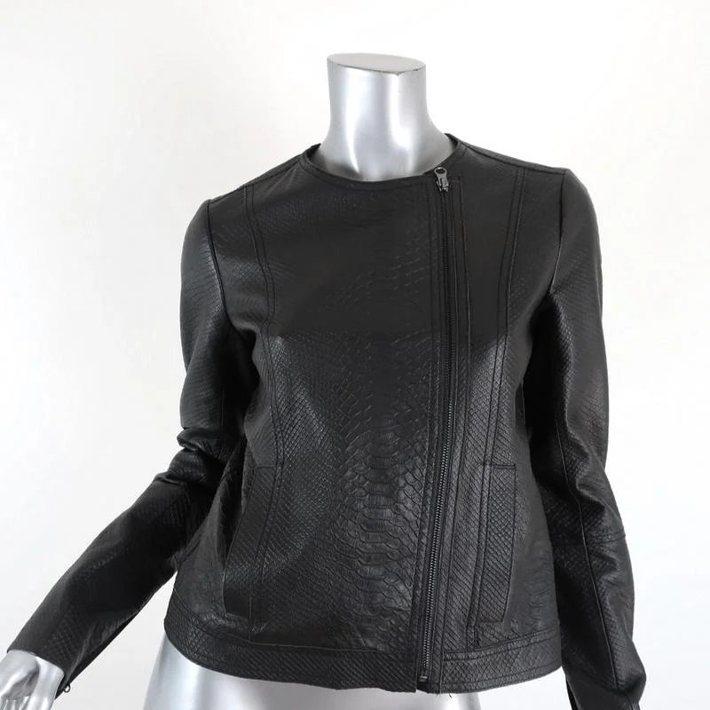 soft coatVince Snake-Embossed Leather Motorcycle Jacket Graphite Size Small Biker Jacket