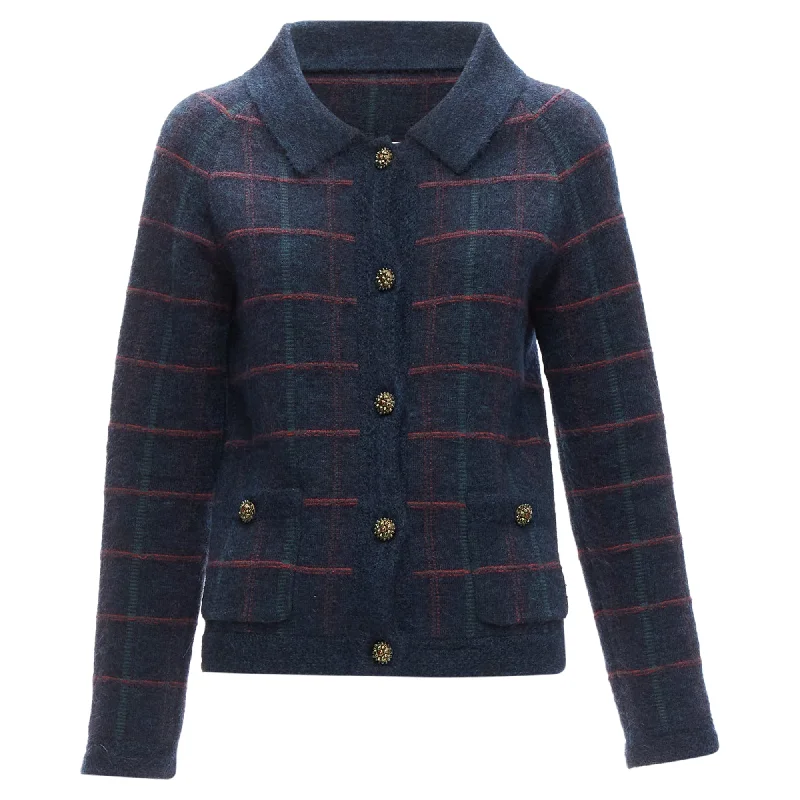 Chanel Edinburgh plaid cashmere boucle gripoix buttons jacket