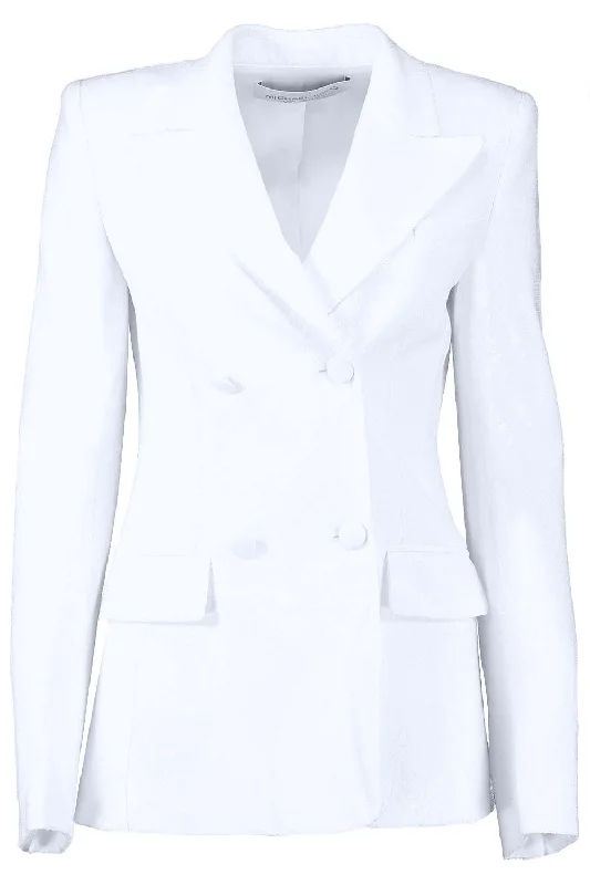 wool-blend coatDouble Breasted Blazer - Optic White Sequin