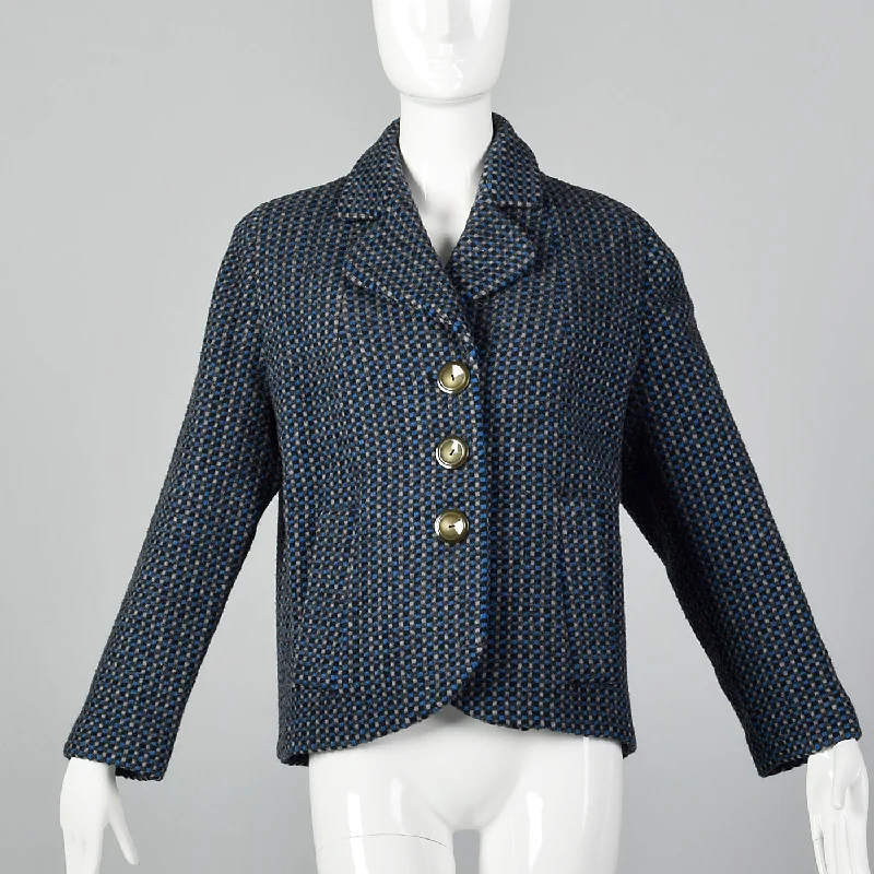 chic coat1950s Blue and Gray Tweed Jacket