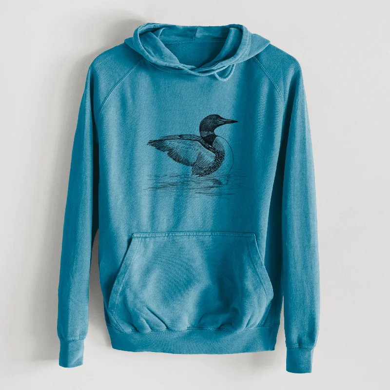 versatile gym hoodieCommon Loon - Gavia immer  - Mid-Weight Unisex Vintage 100% Cotton Hoodie