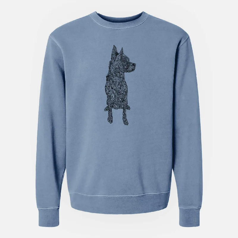 vibrant athletic hoodieDoodled Koda the Chow Pit Mix - Unisex Pigment Dyed Crew Sweatshirt