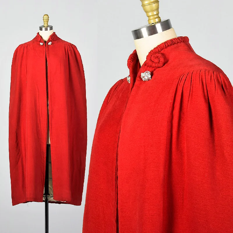 fitted trench coat1940s Red Cape with Cocoon Shape