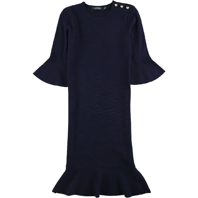 lace dressRalph Lauren Womens Solid Ruffled Dress, Blue, Small