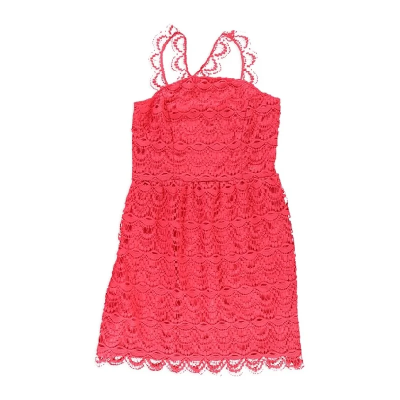 oversized dressKensie Womens Crochet A-line Sheath Dress, Pink, Medium