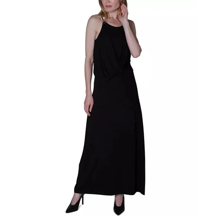 party-ready dressUltra Flirt Juniors' Twist-Front Maxi Dress Black Size Extra Large - X-Large