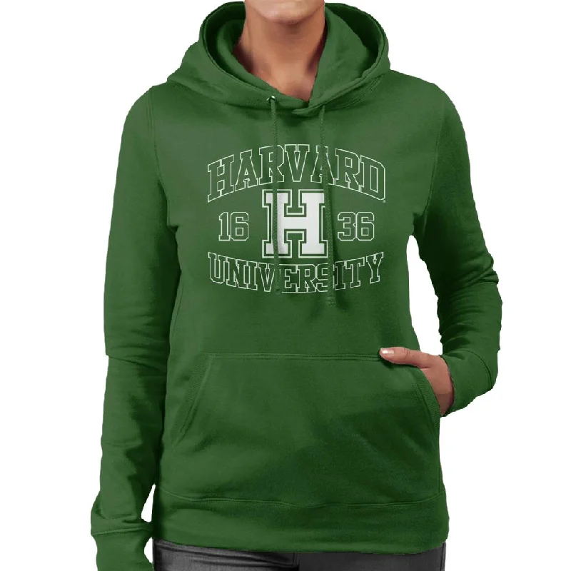 comfortable hooded sweatshirtHarvard University 1636 Sports Text Logo Women's Hooded Sweatshirt