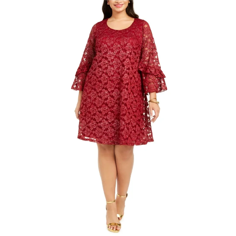 boho dressSignature by Robbie Bee Womens Lace A-line Dress, Red, 2X