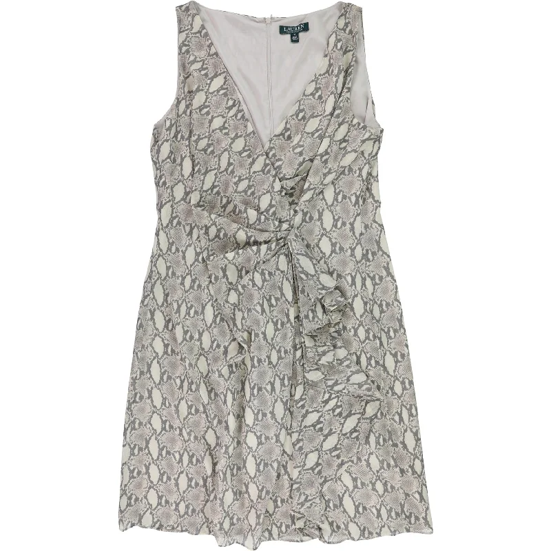 casual knit dressRalph Lauren Womens Snake Print Sheath Dress, Beige, 12