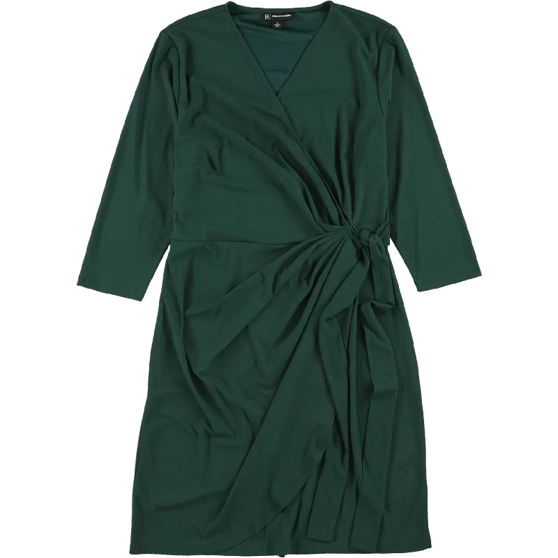 casual slip dressI-N-C Womens Solid Wrap Dress, Green, Small