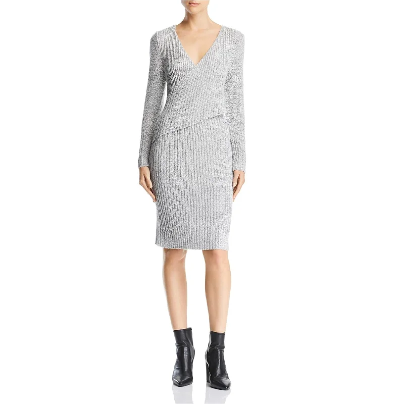 statement dressC/Meo Collective Womens Ribbed Crossover Sweater Dress, Grey, Medium