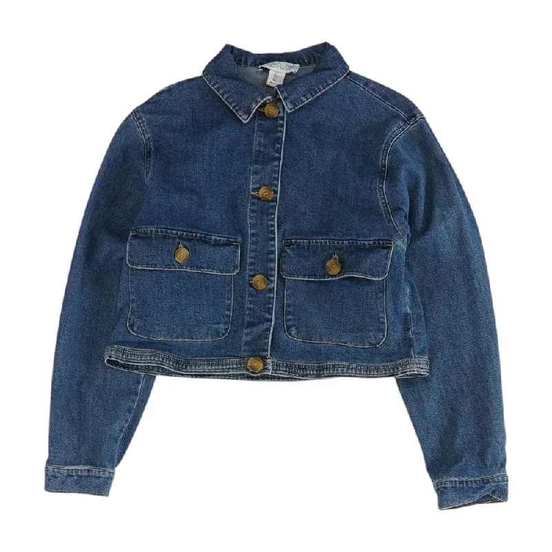 sleek and warm coatBlue Solid Denim Jacket