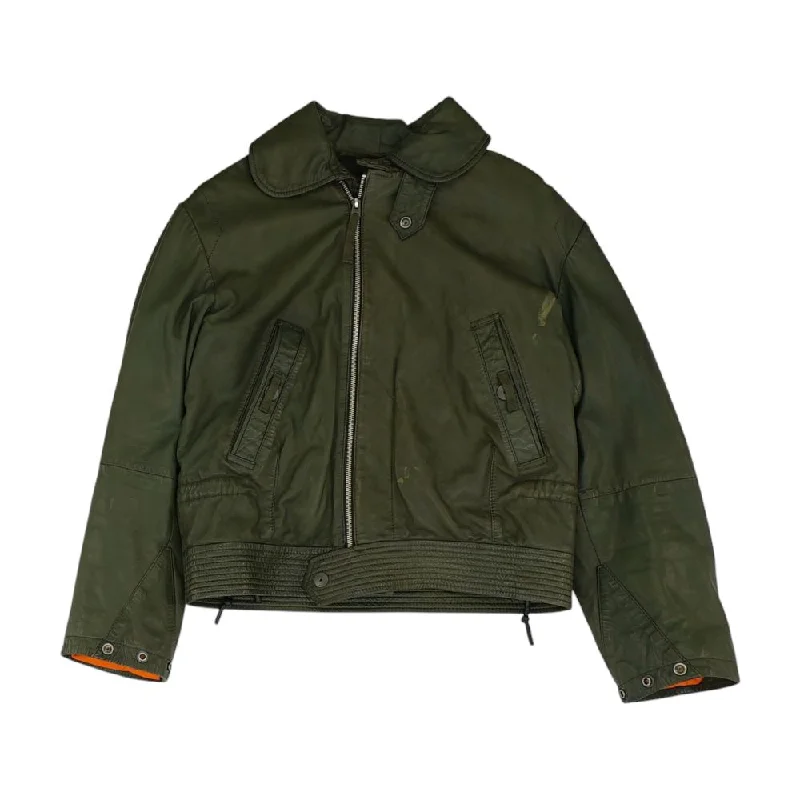 contemporary coatGreen Solid Leather Jacket