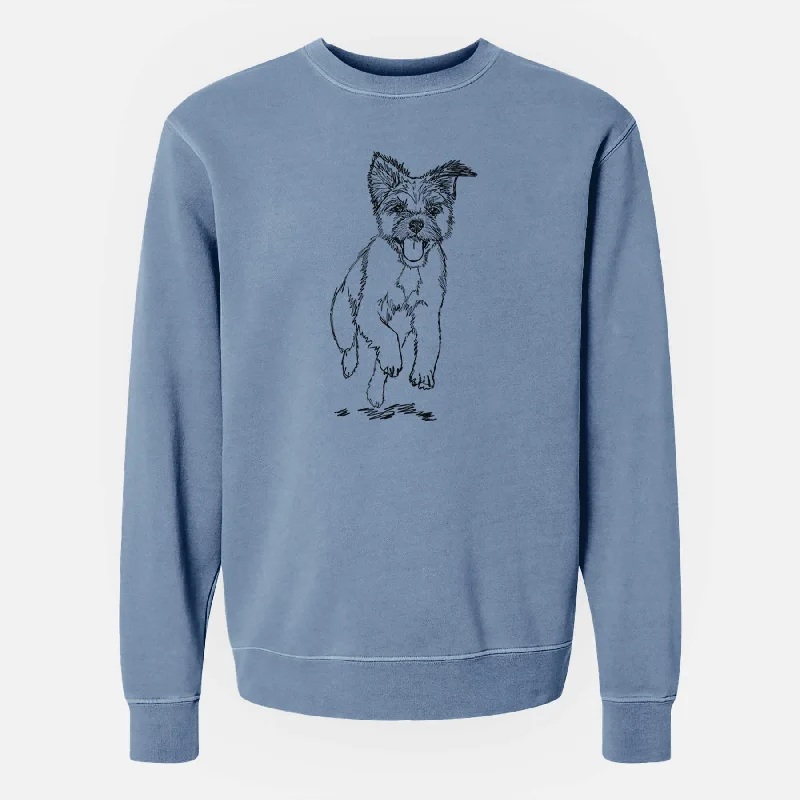 chic active hoodieDoodled Elvin the Border Terrier - Unisex Pigment Dyed Crew Sweatshirt