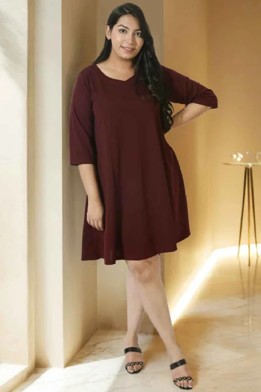 casual midi dressPlus Size Wine Dress