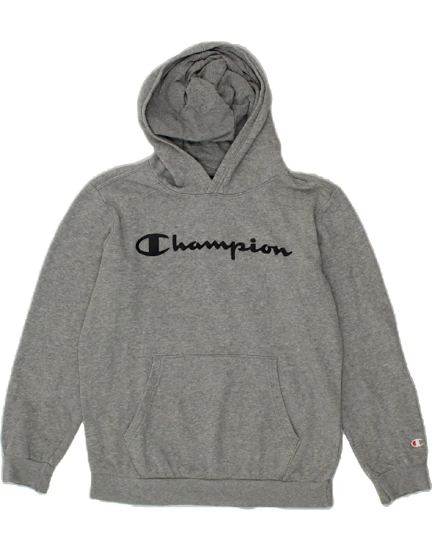 CHAMPION Boys Graphic Hoodie Jumper 11-12 Years Grey