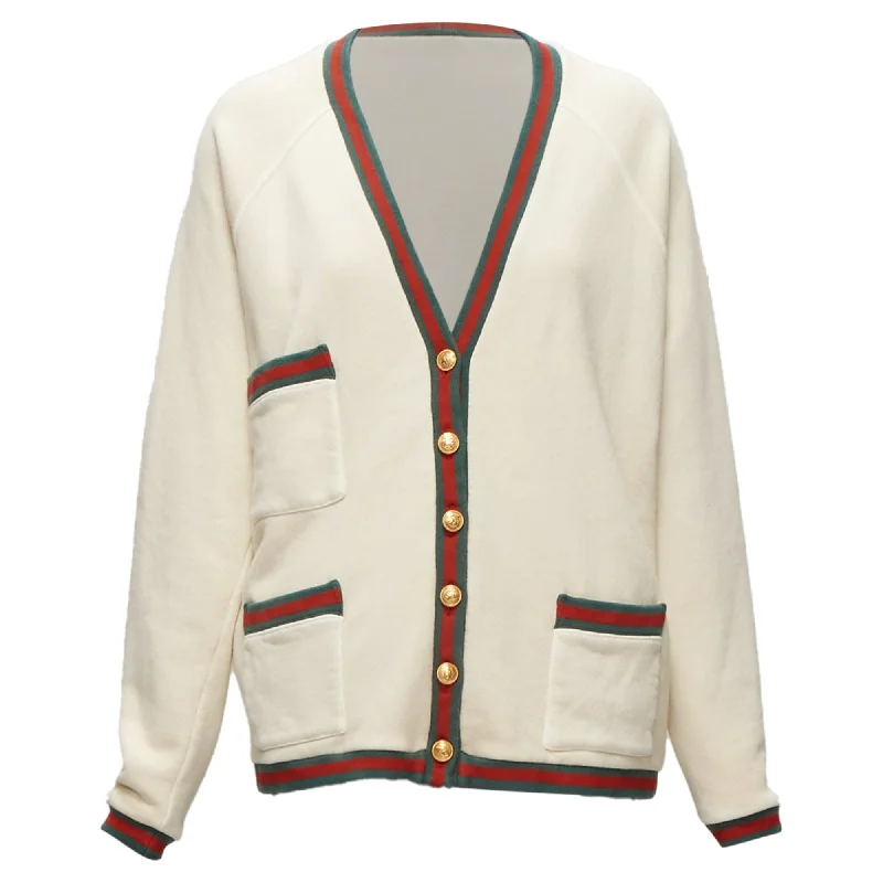 Gucci reversible web button oversized cardigan