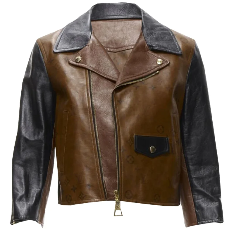 Louis Vuitton Tattoo Monogram cropped calfskin leather biker jacket