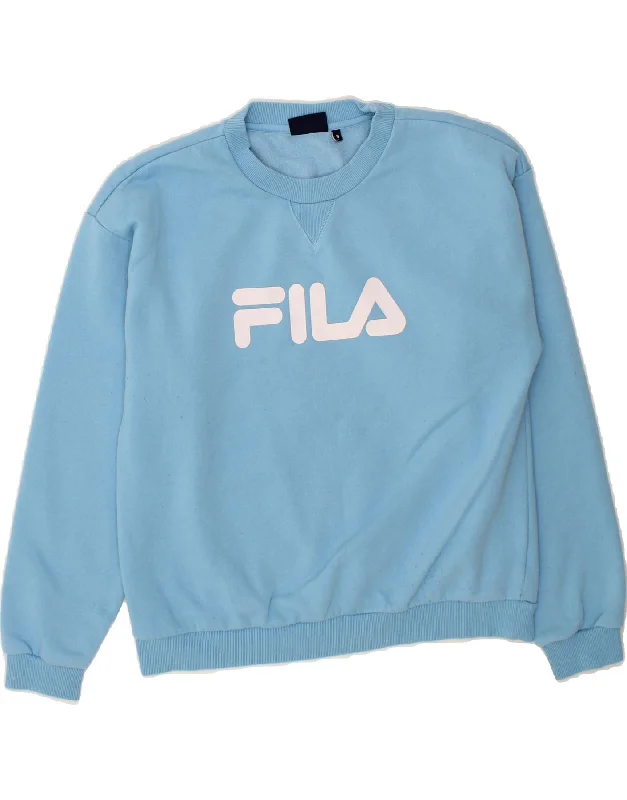 FILA Mens Graphic Sweatshirt Jumper Small Blue Cotton