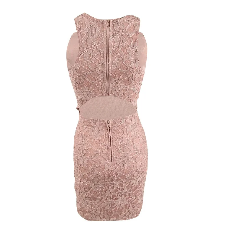 pleated dressCity Studios Junior's Glitter Lace Bodycon Dress Pink Size 5