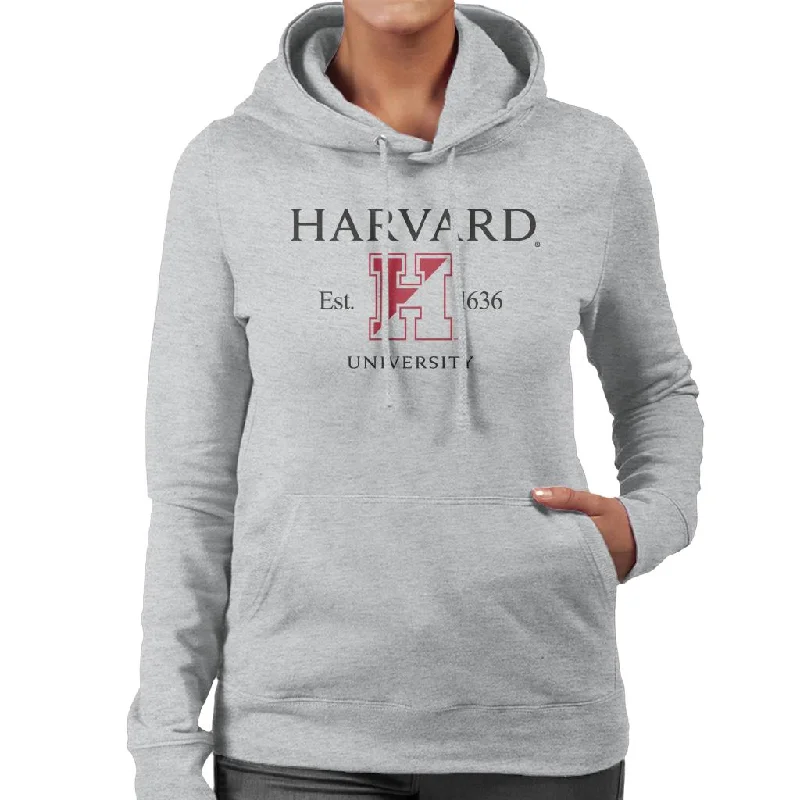 comfortable stylish hoodieHarvard University Two Tone Logo Est 1636 Women's Hooded Sweatshirt