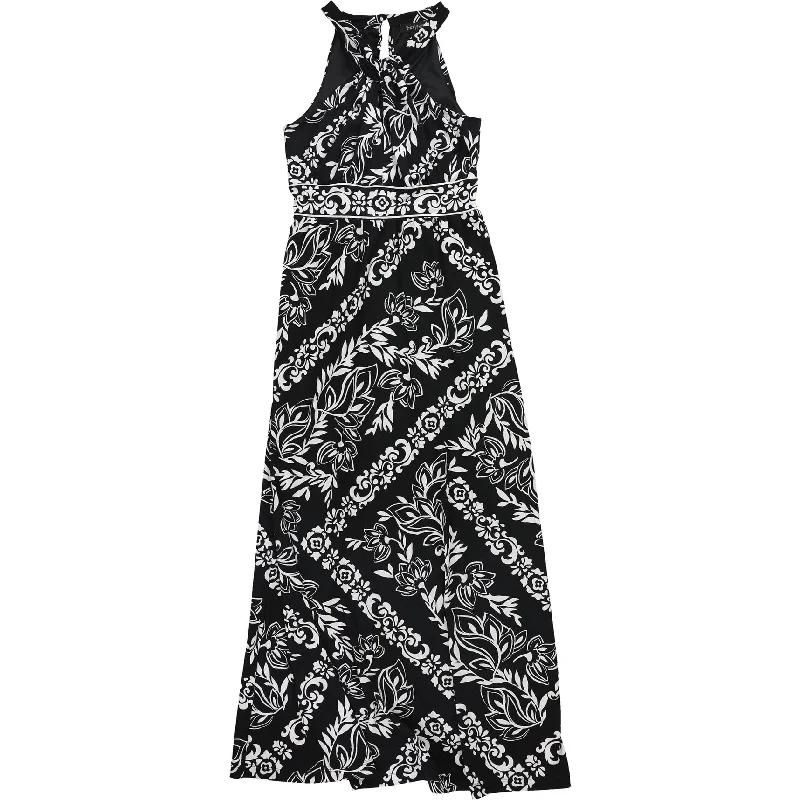 wrap dressWhite House Black Market Womens Floral Twist Neck Maxi Dress, Black, X-Small