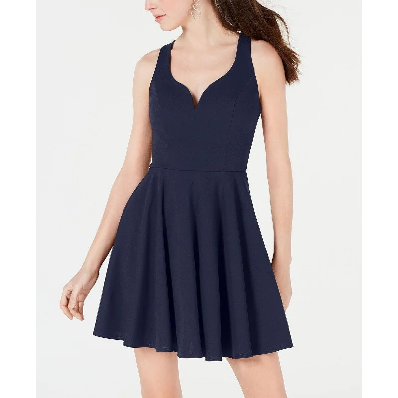 formal dressB Darlin Women's Juniors' V-Neck Fit & Flare Dress Blue Size 9/10