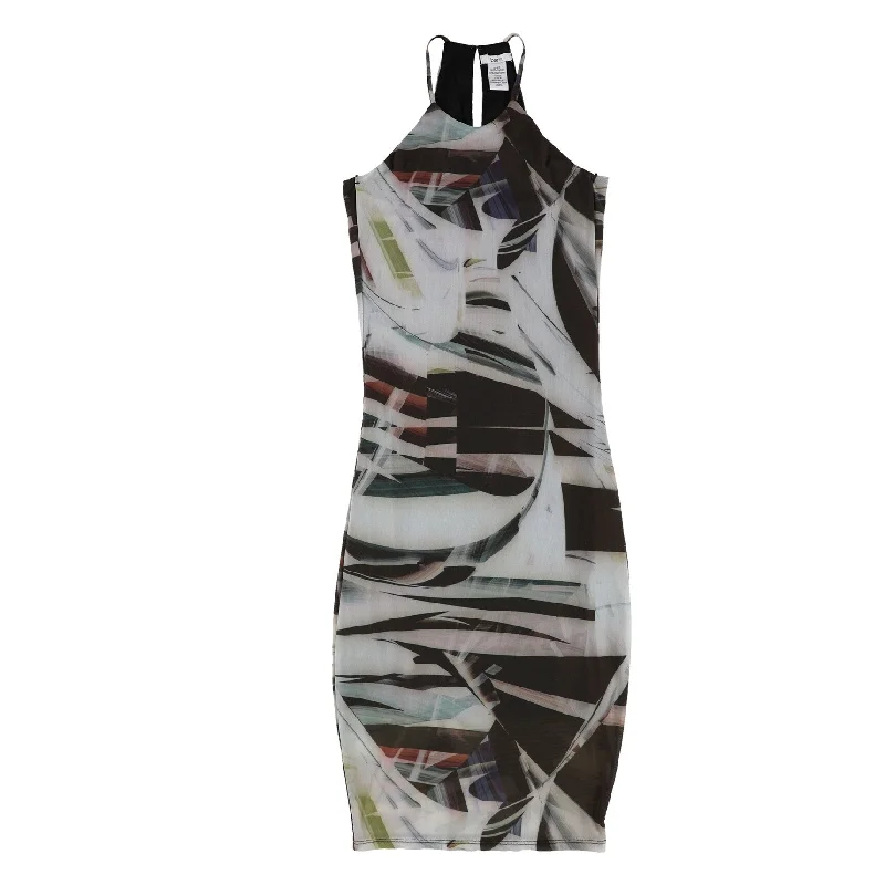 mini dressbar III Womens Printed Bodycon Dress, Black, XX-Small