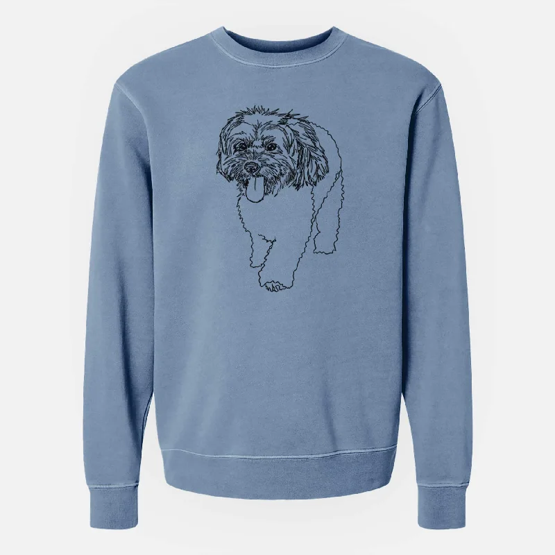 performance gym sweatshirtDoodled Benson the Havanese - Unisex Pigment Dyed Crew Sweatshirt